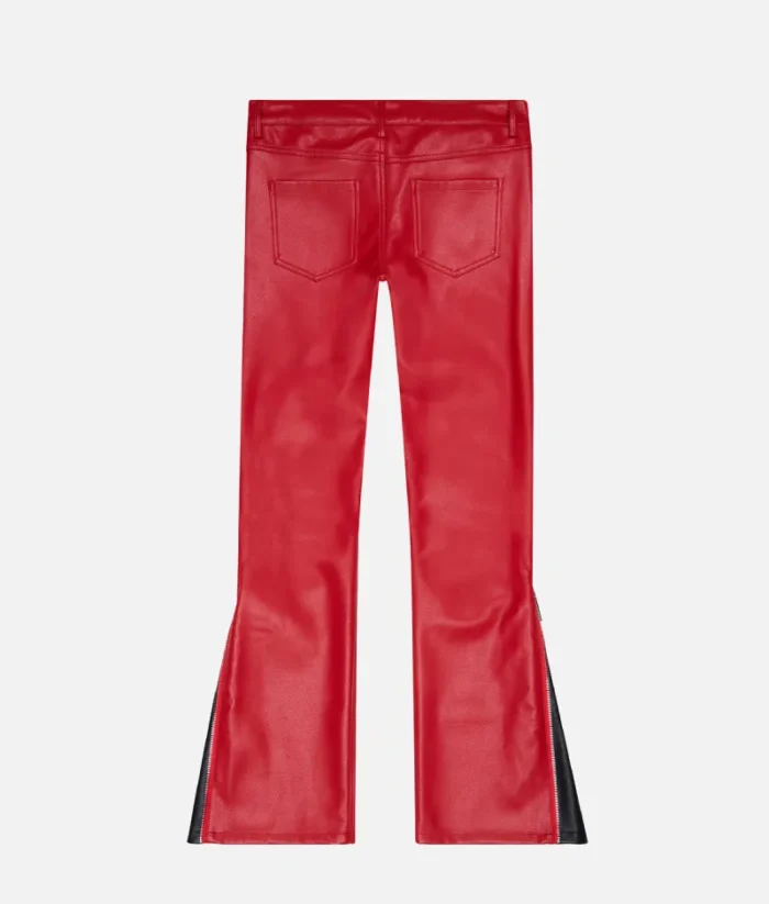 Valabasas Cerniera Red Stacked Flare Jeans Leather