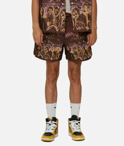 Valabasas Ghost Hands Brown Tapestry Shorts